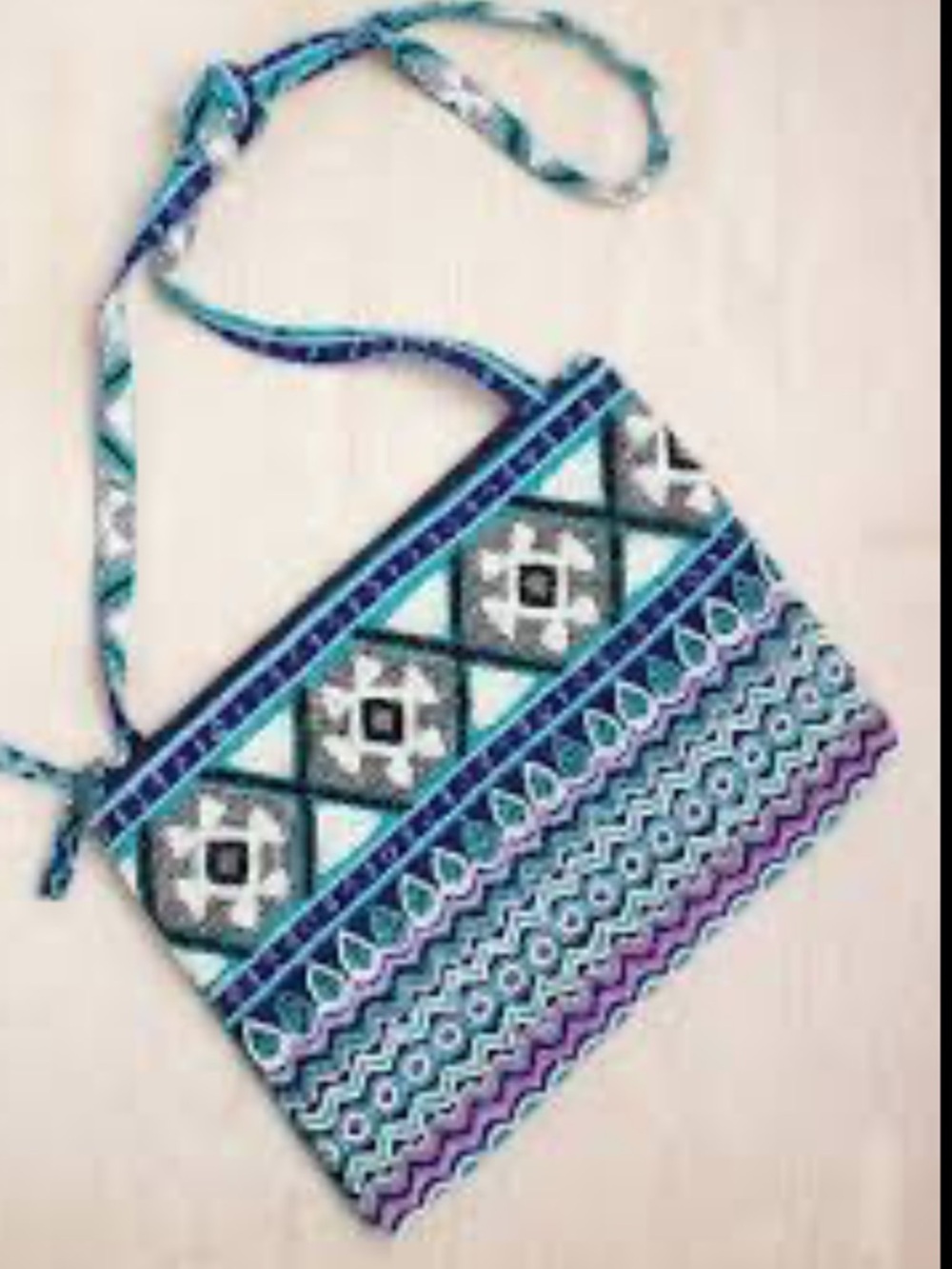 Coco Rose Boho Beaded Embellished Crossbody Bag in Turquoise & Pink NWT
